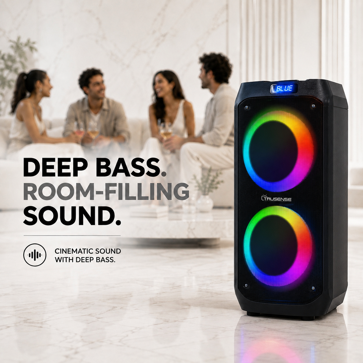 TruSense PS80 Party Speaker 80W Bluetooth with Beat Sync Lights