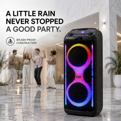 TruSense PS120 Party Speaker 120W Trolley Speaker with Mic, Guitar Input & Beat-Sync Lightshow