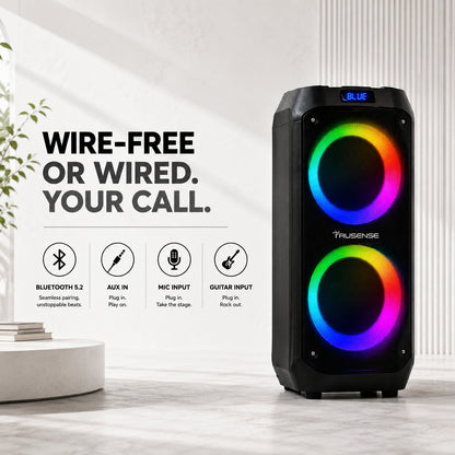 TruSense PS80 Party Speaker 80W Bluetooth with Beat Sync Lights